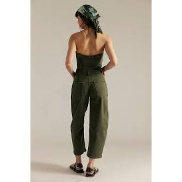Free People Je Suis Pret Barrel Jumpsuit Womens S Green Casual Corset Boho - Picture 2 of 9
